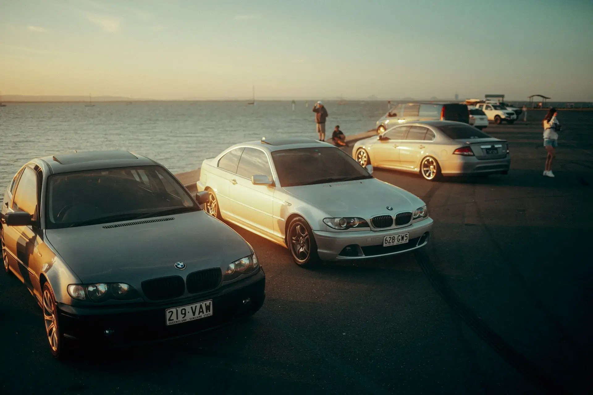 BMW e46 bord de mer coucher de soleil