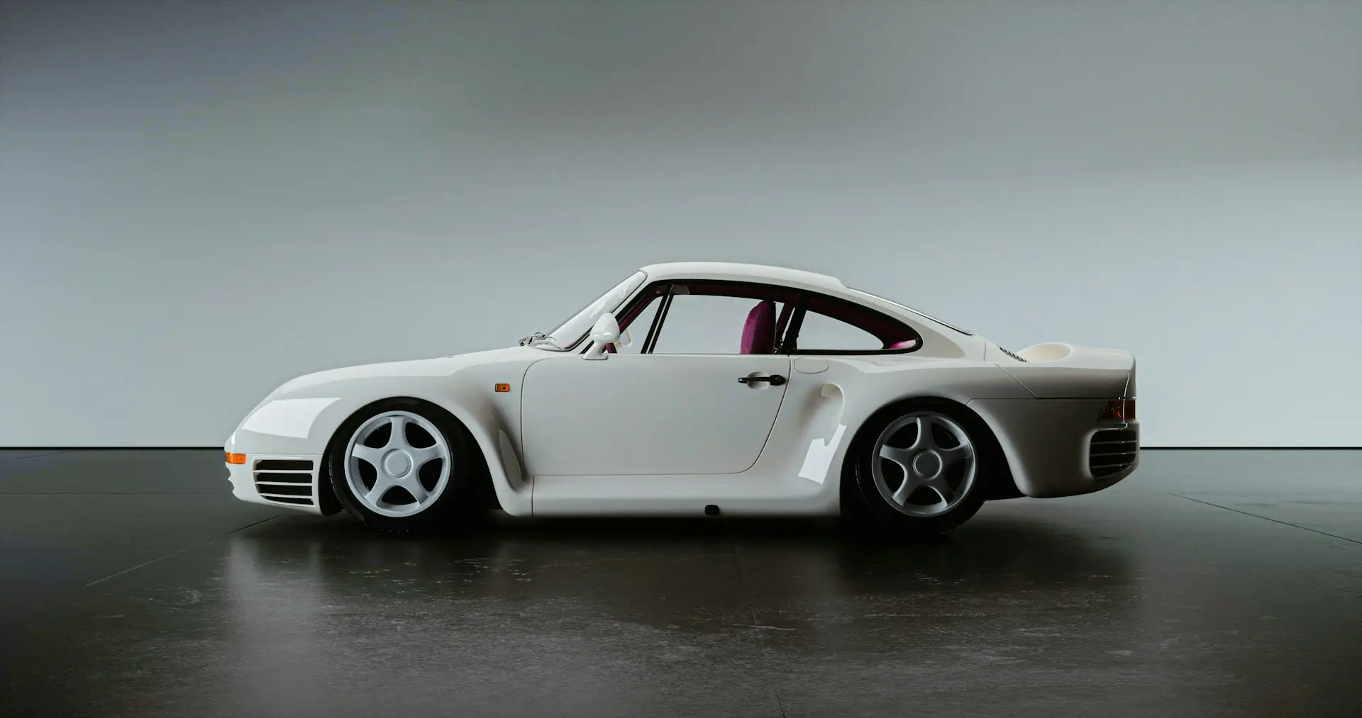 Porsche 959 blanche côté